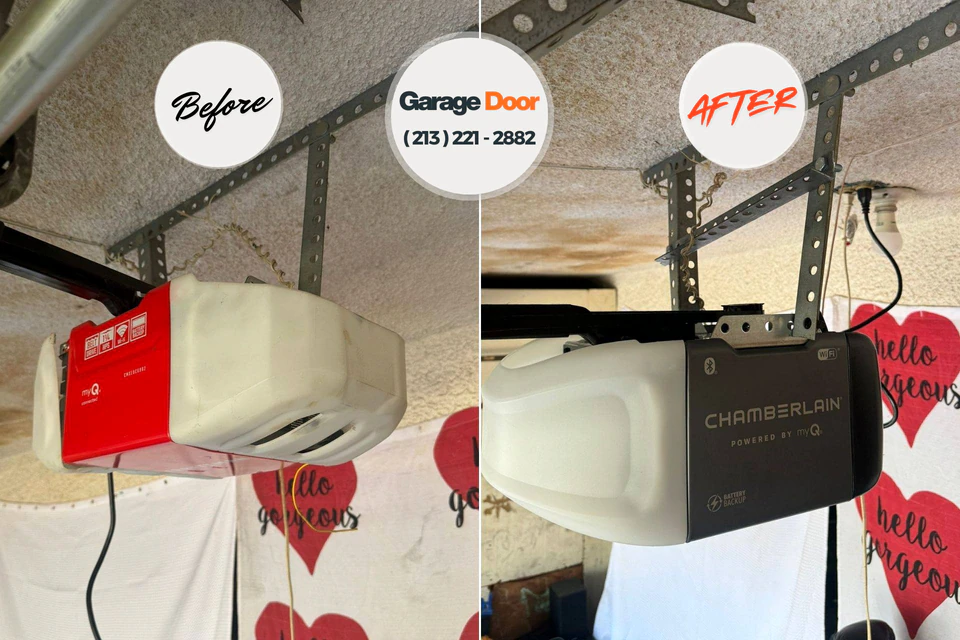 Before and after: garage door repair Waukomis, OK